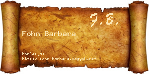 Fohn Barbara névjegykártya